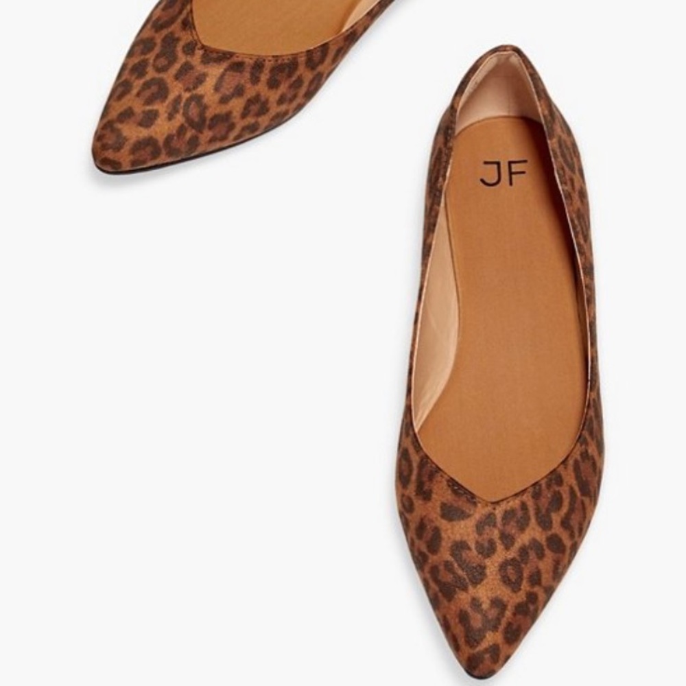 Justfab Amanda Pointed Toe Flat in Leopardino